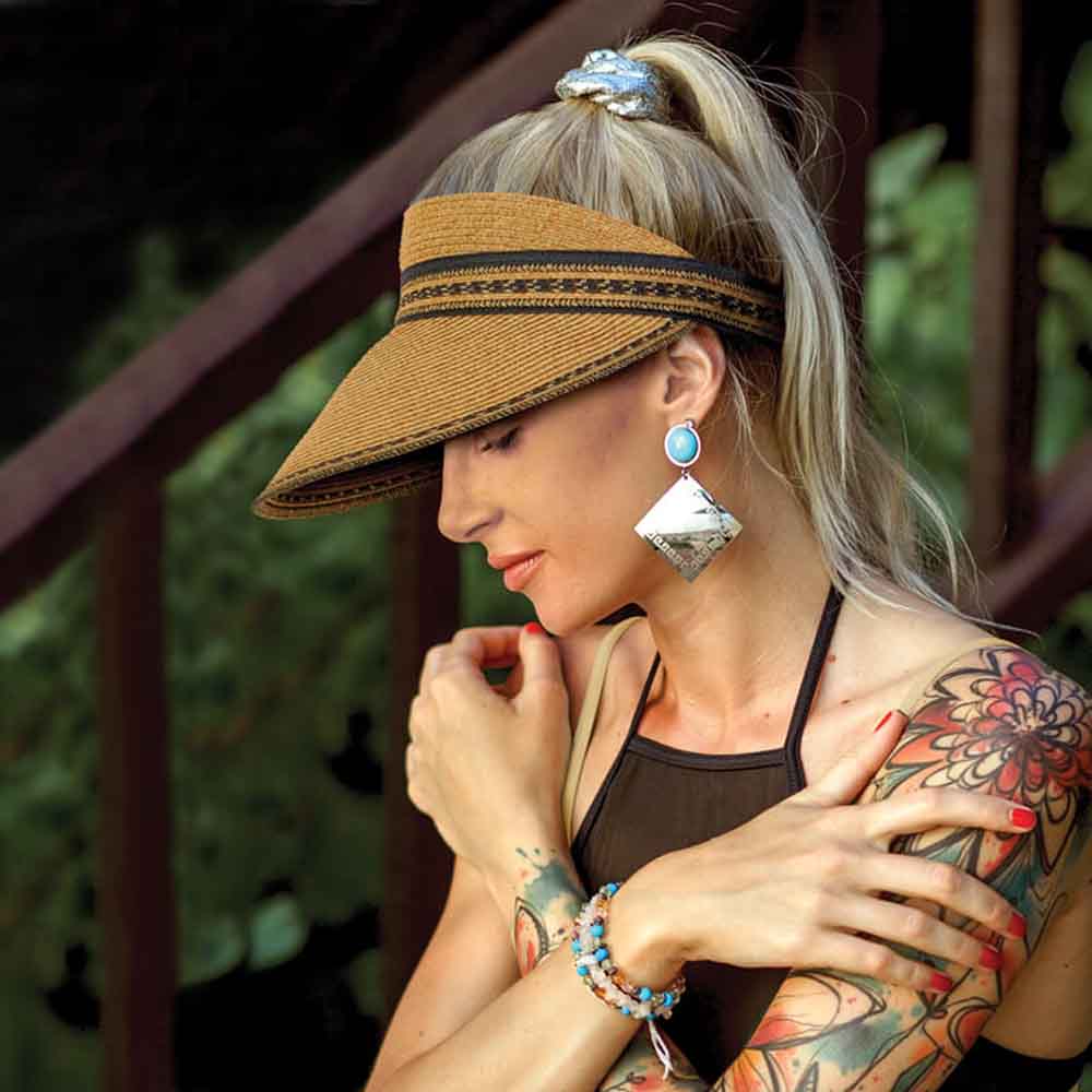 BakuaLargeStrawVisorHatElasticBack-Sun_N_SandHatswomenwearingtanvisor.jpg