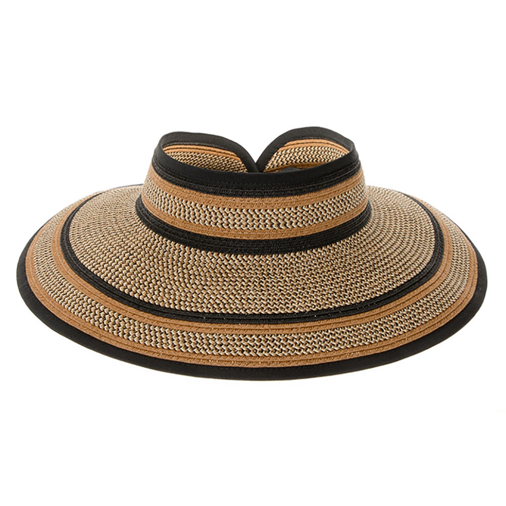 BlackandBrownHeatheredWrapAroundRollUpSunVisorHat-BoardwalkStyleda1319frontview.jpg