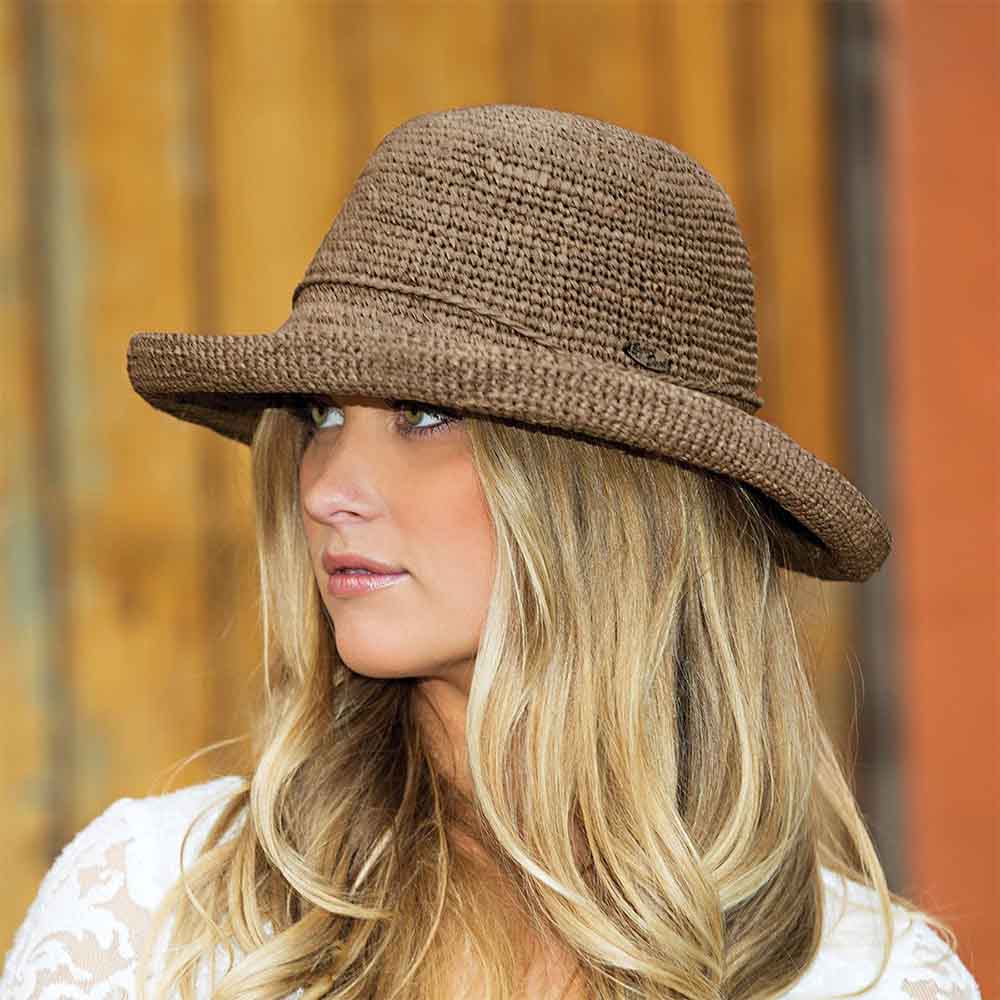 CatalinaRaffiaUpBrimHat-WallarooHatsmodelwearingpetitemushroomhats.jpg