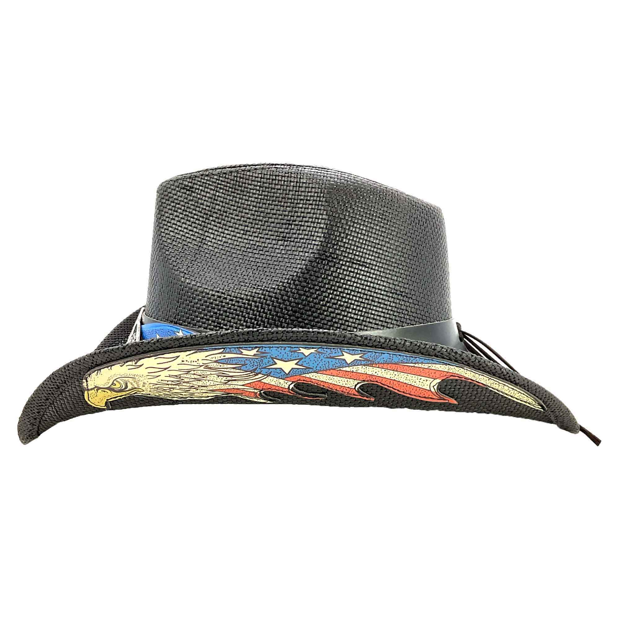 FlyingBoldEagleUnderBrimUSACowboyHat-MilaniHatleftside.jpg