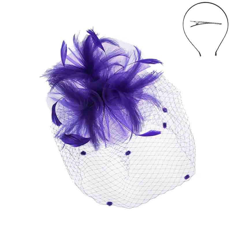 HTH2310PU_triple_lillies_feather_burst_pom_netting_veil_fascinator.jpg