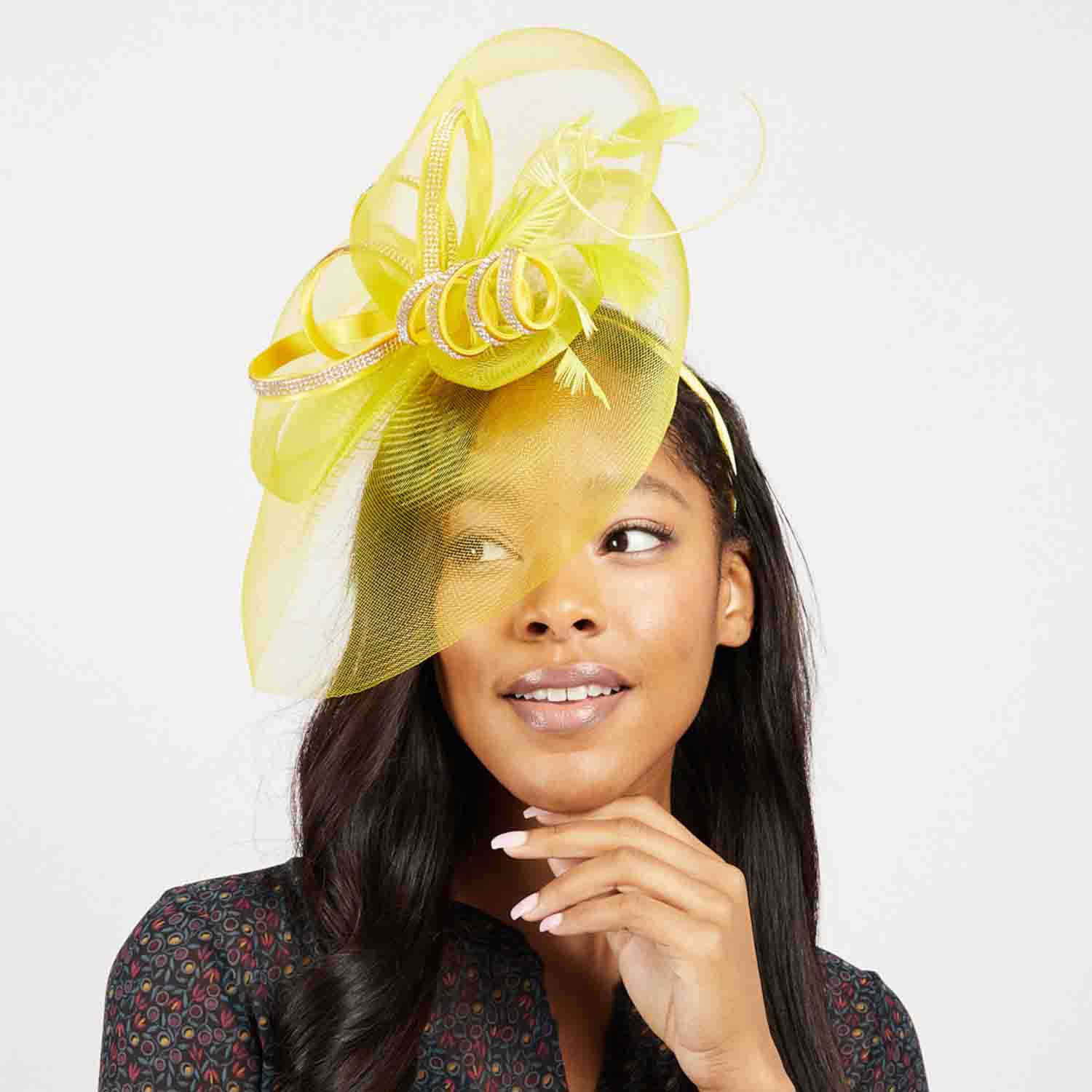 HTH2363BK_rhinestone_studded_satin_loop_accent_fascinator_yellow_model.jpg