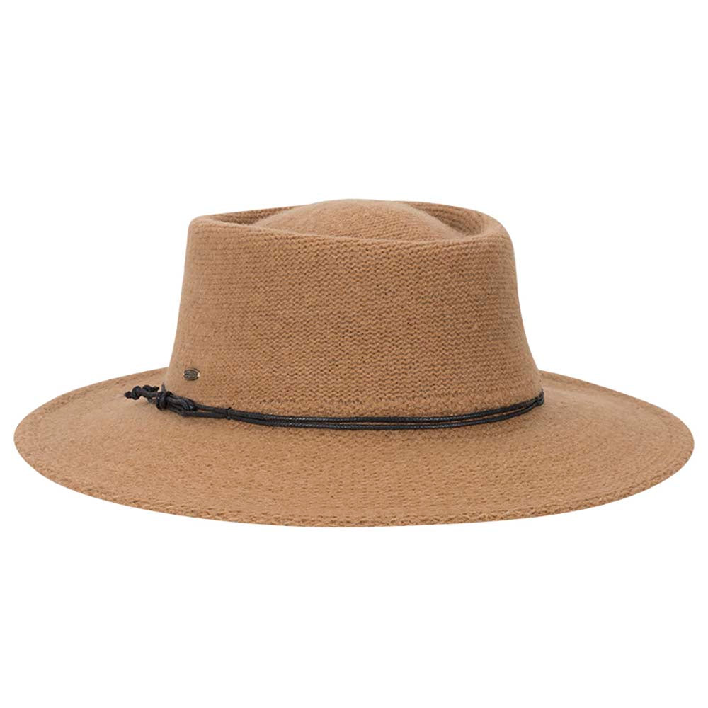KnitWoolBlendGauchoHatwithWaxedCord-ScalaHatscamel.jpg