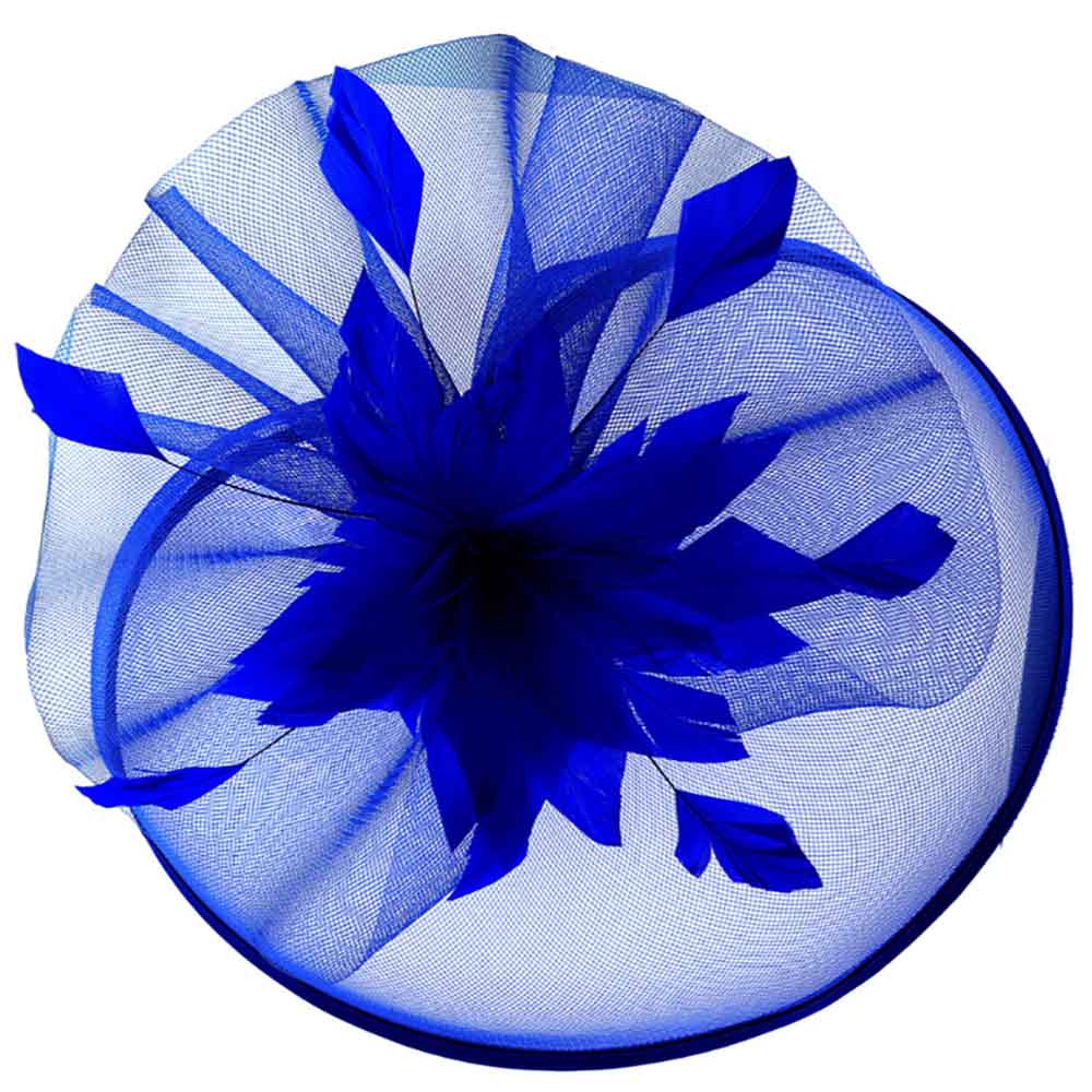 LargeSatinTrimmedVeilFascinatorwithFeathers-SomethingSpecialroyalblue.jpg