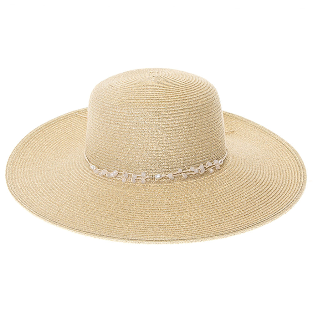MetallicShimmerSunHatwithStringofBeads-BoardwalkStyleda1316gold.jpg