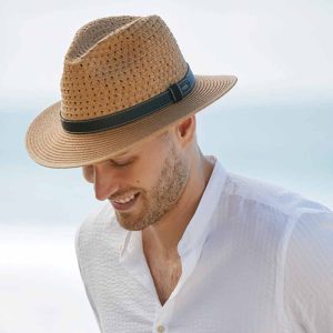 NashvilleWideBrimFedorawithVeganLeatherBelt-ScalaHatsforMenwearingteacolorhat.jpg