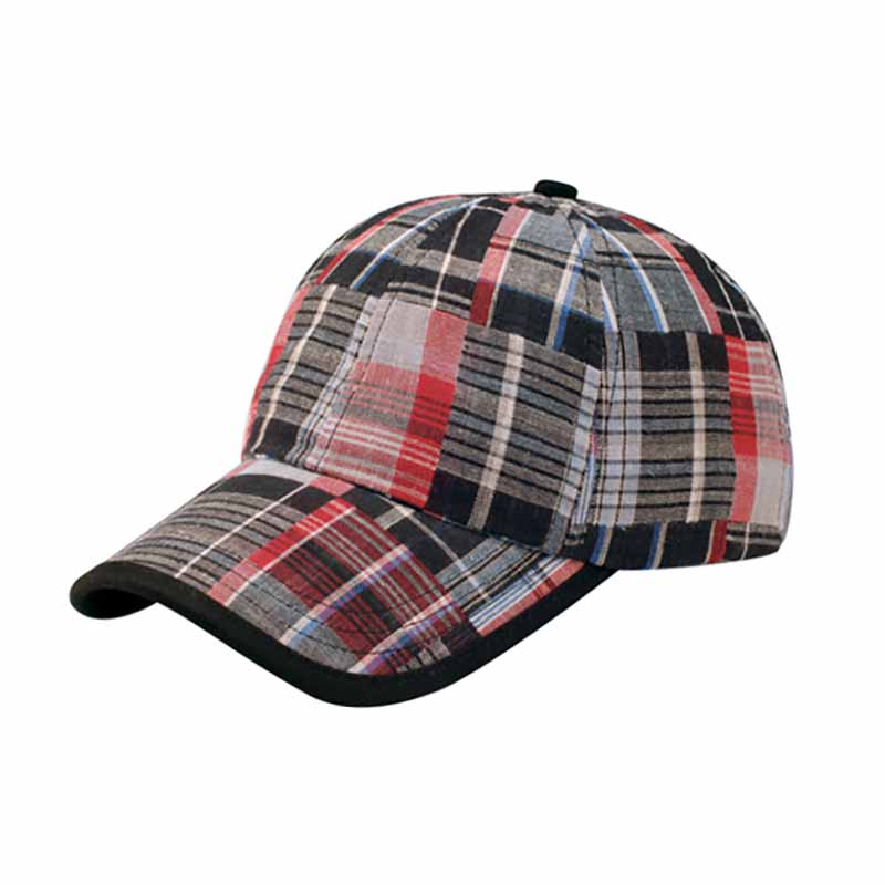 PlaidCottonBaseballCapforSmallHeadsblack.jpg