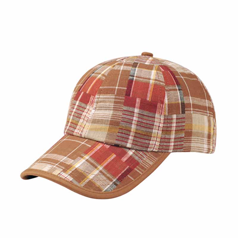 PlaidCottonBaseballCapforSmallHeadsbrown.jpg