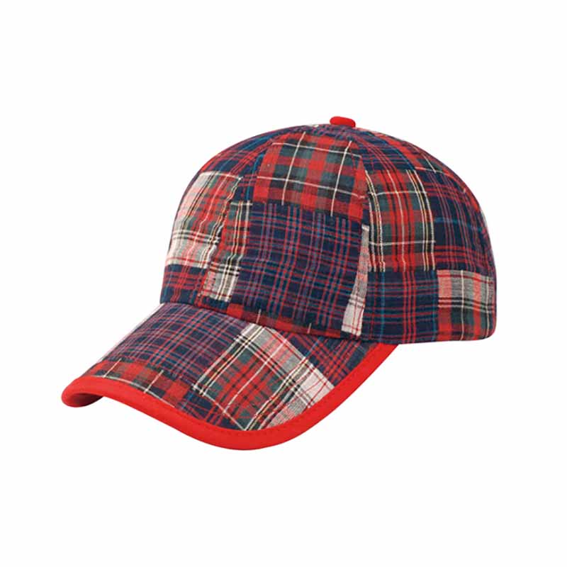 PlaidCottonBaseballCapforSmallHeadsred.jpg