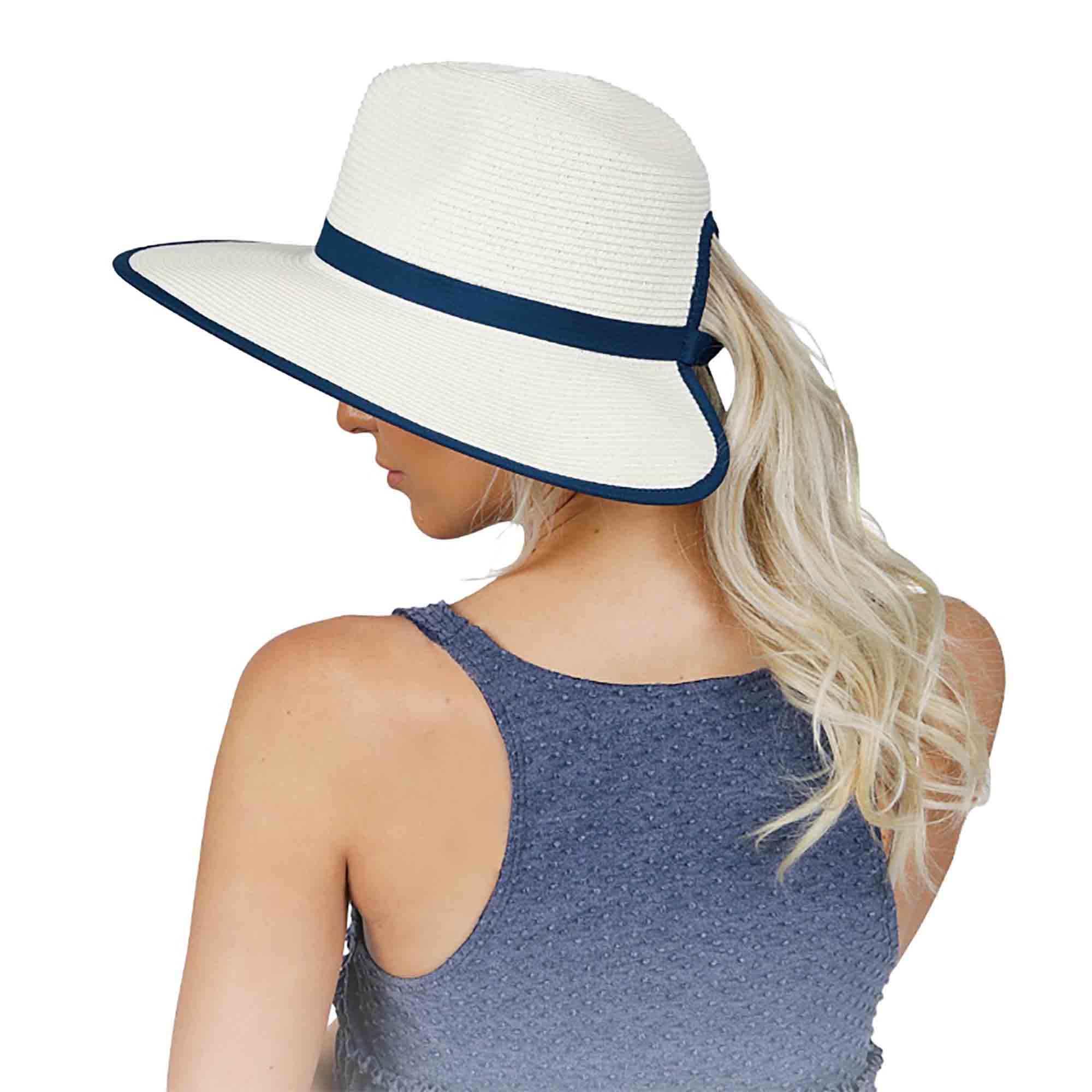 PonytailHoleFedoraforLargeHeads-KarenKeithHatsmodelwearingivoryhat.jpg