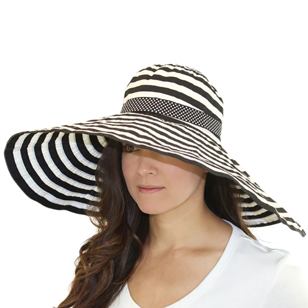 RedStripesandPolkaDotsShapeableBrimSunHat-BoardwalkStylemodelwearblackhat.jpg