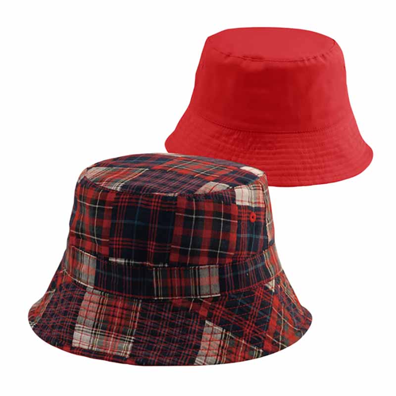 ReversiblePlaidCottonBucketHatforSmallHeadsred.jpg
