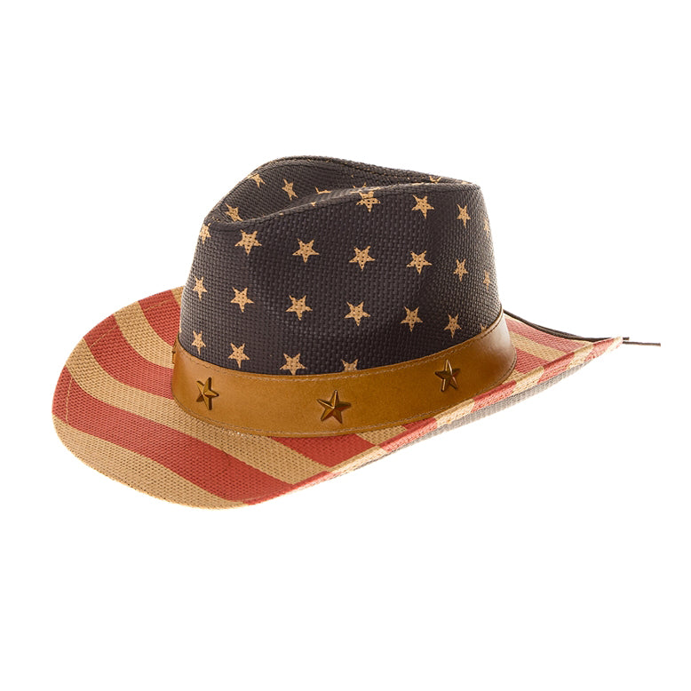 SmallHeadsUSAFlagPatternPatrioticCowboyHat-BoardwalkHatsda2965stripedbrim.jpg