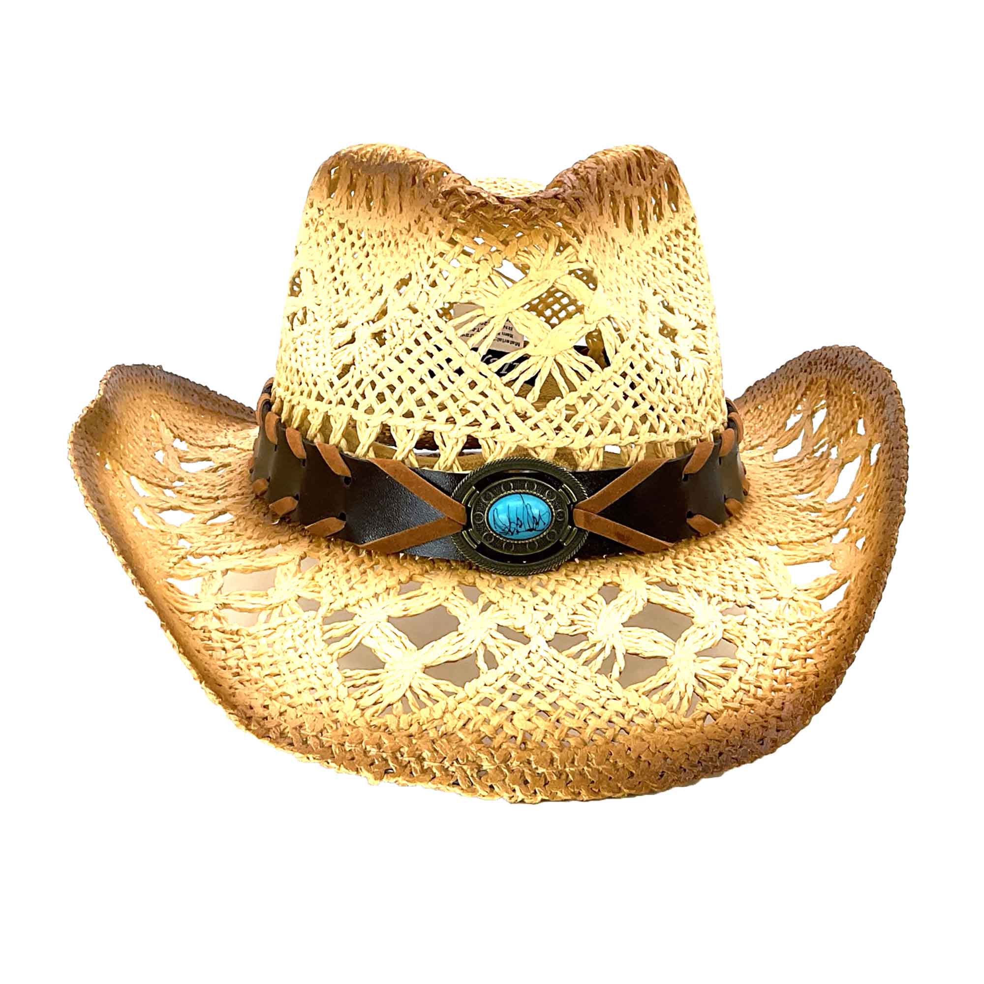 SmallSizeMacrameStrawCowboyHatwithTurquoiseBead-MilaniHatsfront.jpg