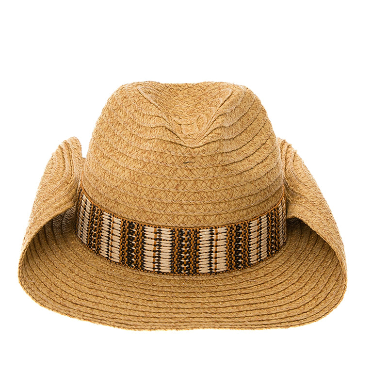 StrawCowboyHatwithTribalPatternBand-BoardwalkHatsda1334rolledbrim.jpg