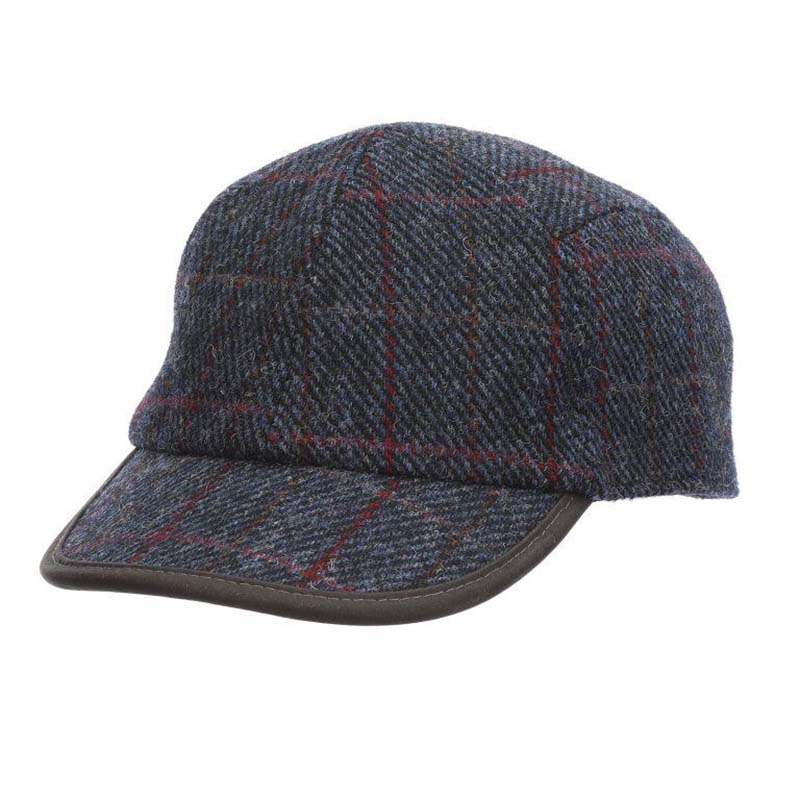 TaleseHarrisTweedWoolBaseballCap-StetsonHatnavy.jpg