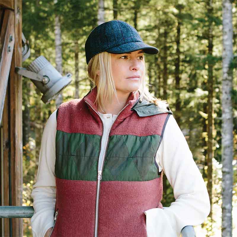 TaleseHarrisTweedWoolBaseballCap-StetsonHatonwomenmodel.jpg