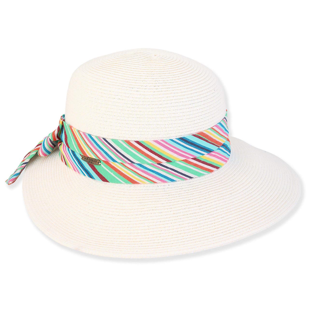 VictoriaSunHatwithMulticolorStripedScarf-CaribbeanJoeIslandsupplyhcj398ivory.jpg