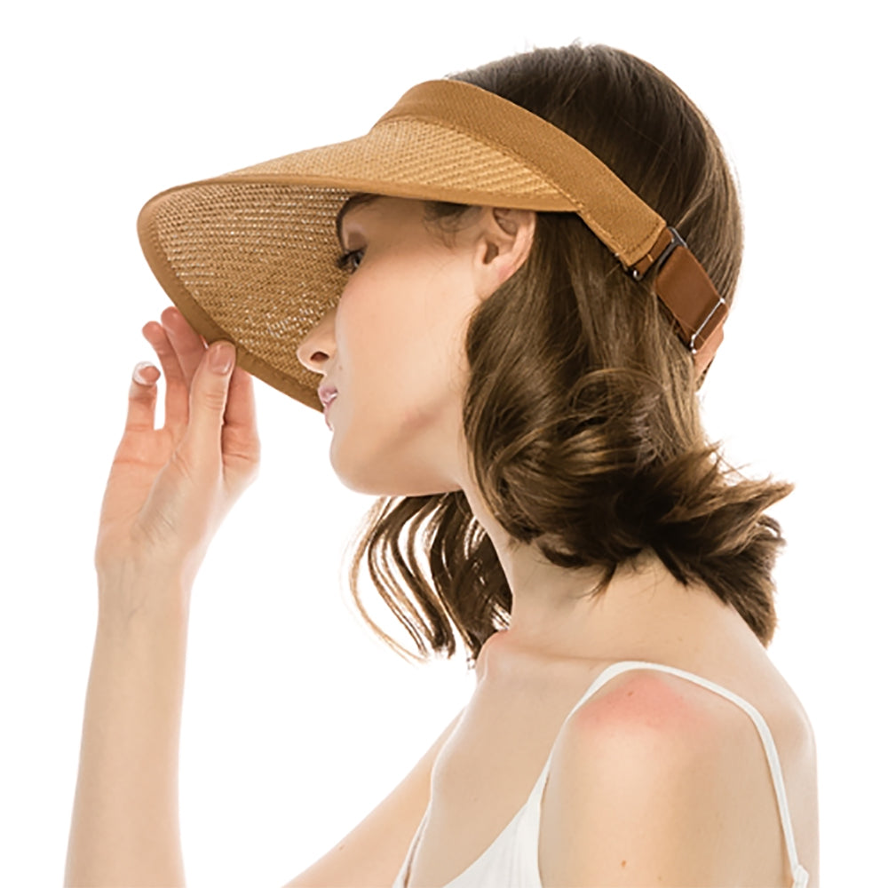 WideBrimSunVisorwithElasticizedStrapClosure-BoardwalkStylemodelwearingtoastcolorsunvisor.jpg