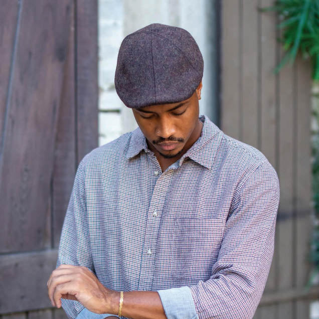 Wool-BlendTweedDuckbillCap-DorfmanPacificHatsonmodel.jpg