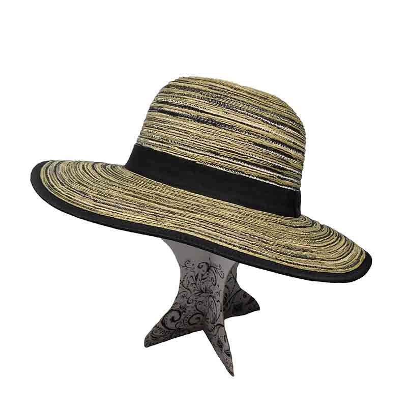 multitone_polybrain_sun_hat_milani_hats_black_brown_on_hat_strand.jpg
